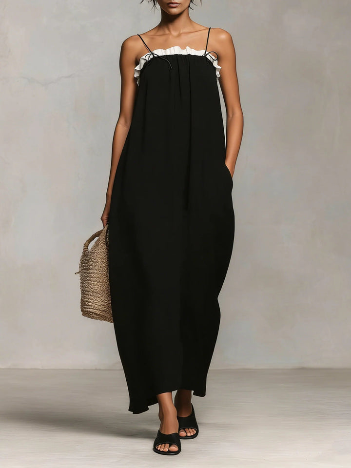 Mirelle - Robe Maxi avec Blocs de Couleurs et Bretelles Fines