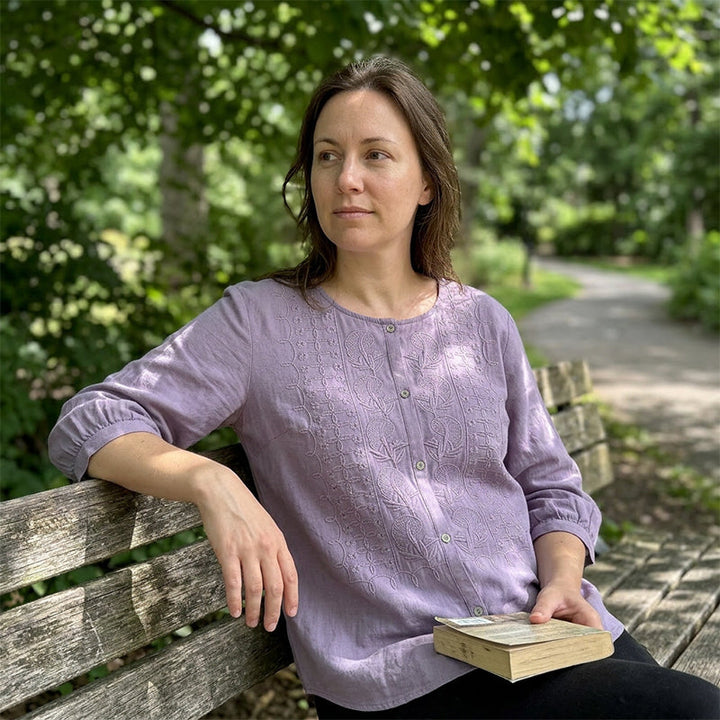 Lorrie - Blouse en coton et lin brodée
