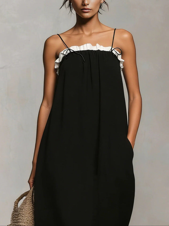 Mirelle - Robe Maxi avec Blocs de Couleurs et Bretelles Fines