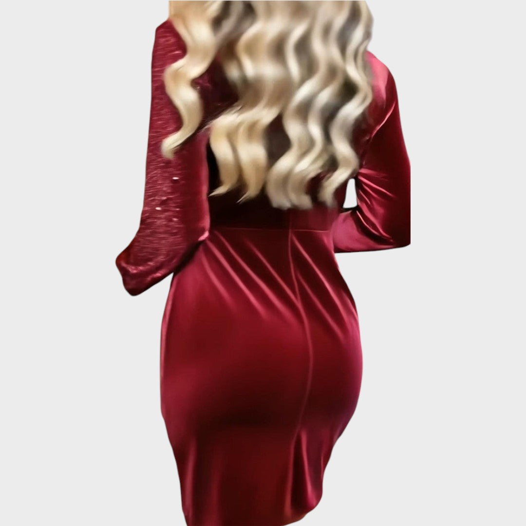 Catrine – Robe Midi en Velours Pailleté