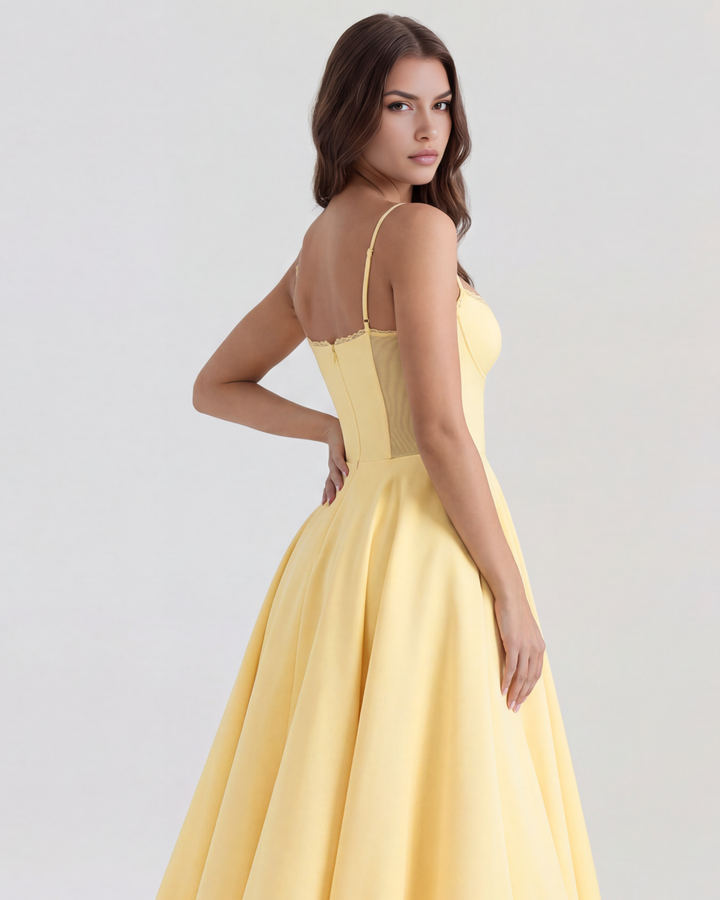 Celene - Robe Midi en Satin avec Jupe en Tulle