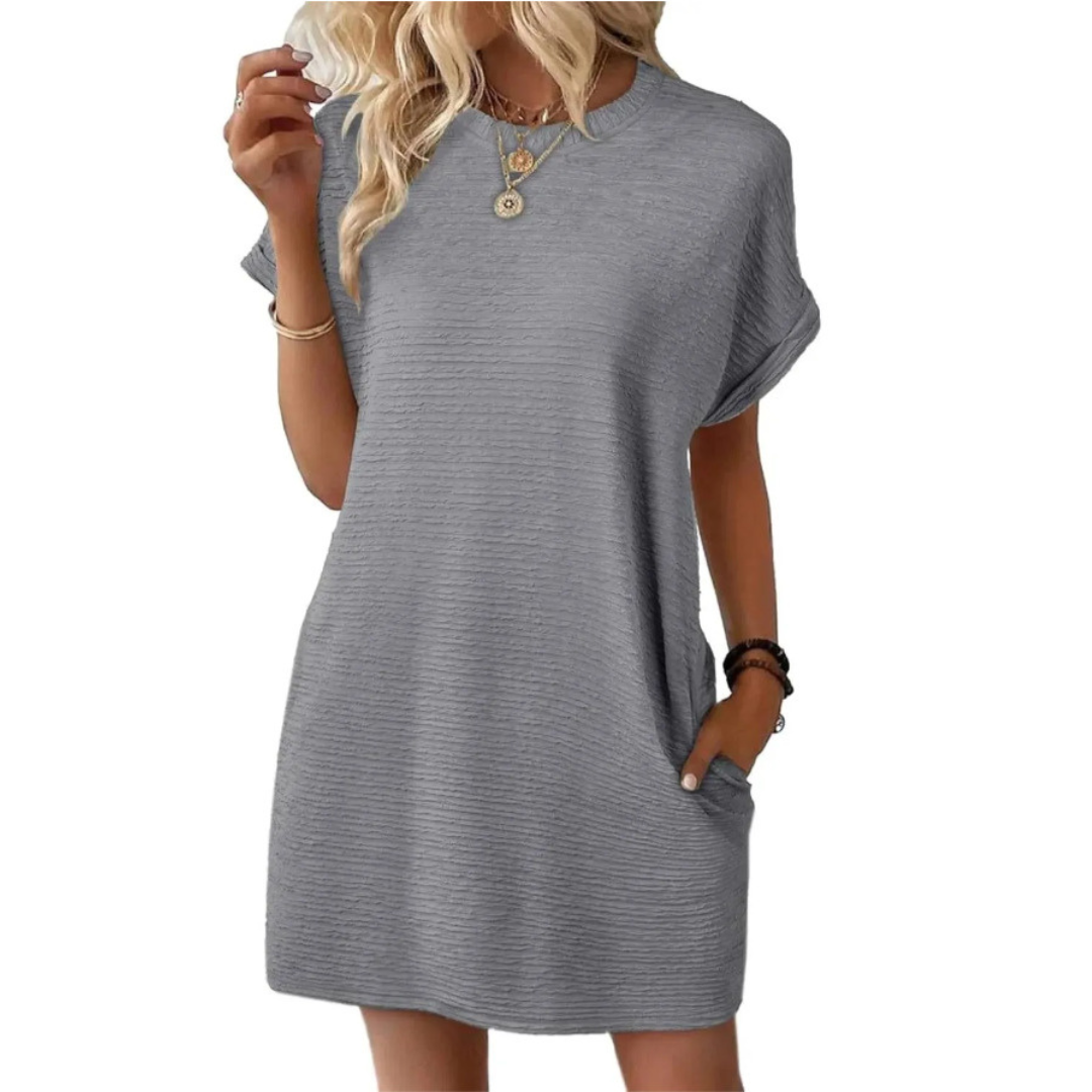 EVASHA – Robe d'été décontractée minimaliste à col rond