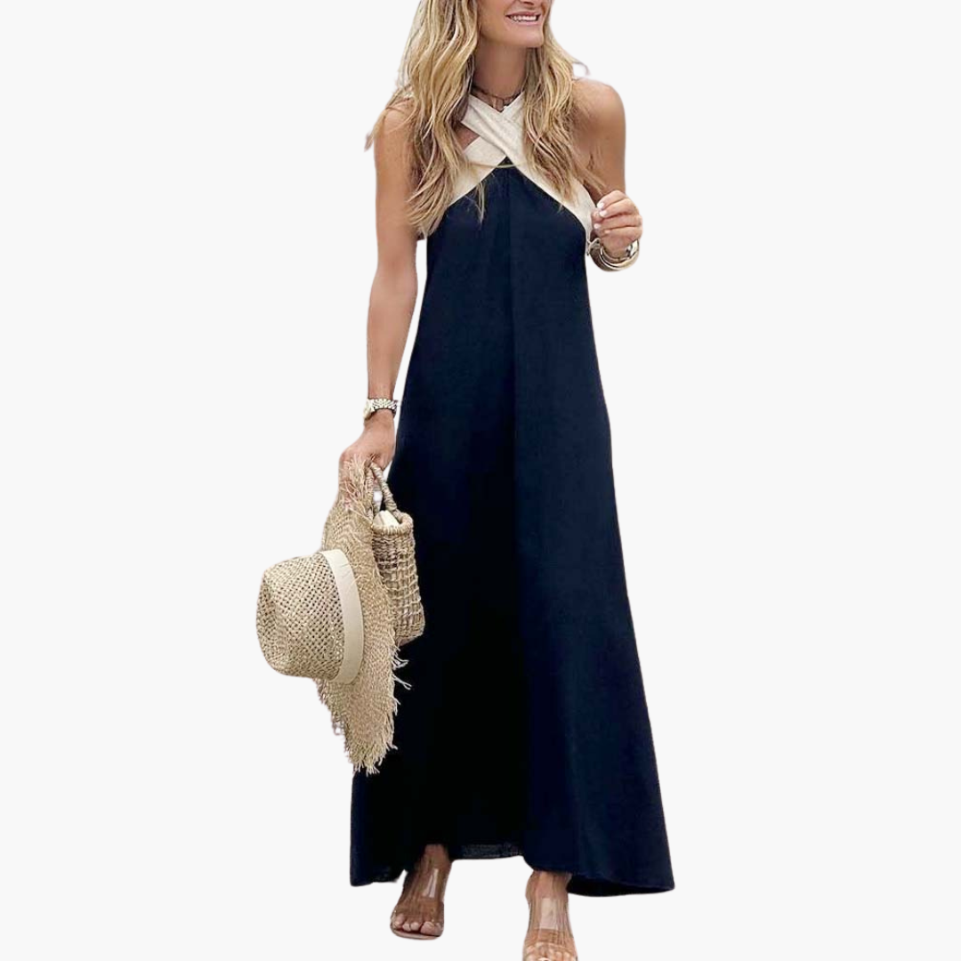 Eliza | Robe Maxi Croisée à Encolure Halter