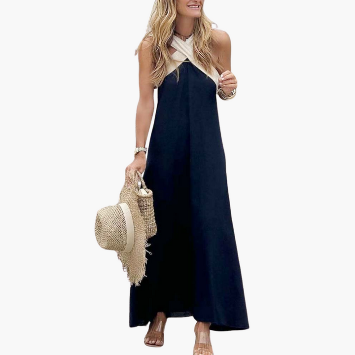 Eliza | Robe Maxi Croisée à Encolure Halter