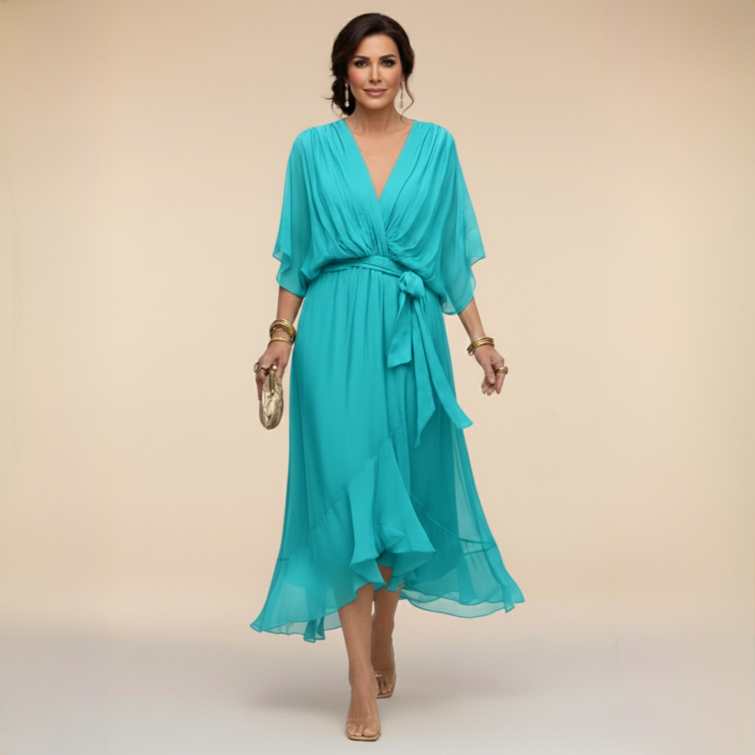 Nica - Robe en Chiffon Élegante à Col V