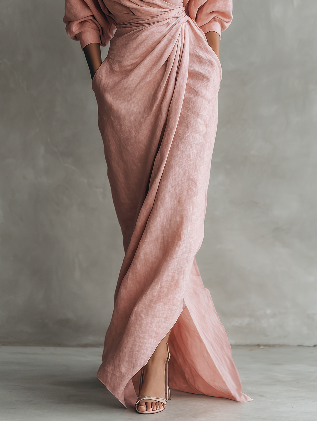Alexandra - Robe Maxi en Lin Rose