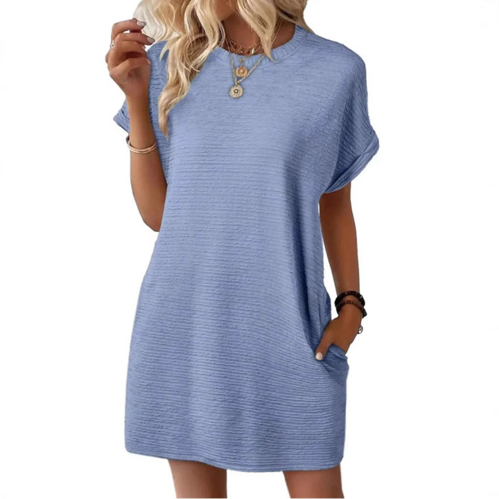 EVASHA – Robe d'été décontractée minimaliste à col rond