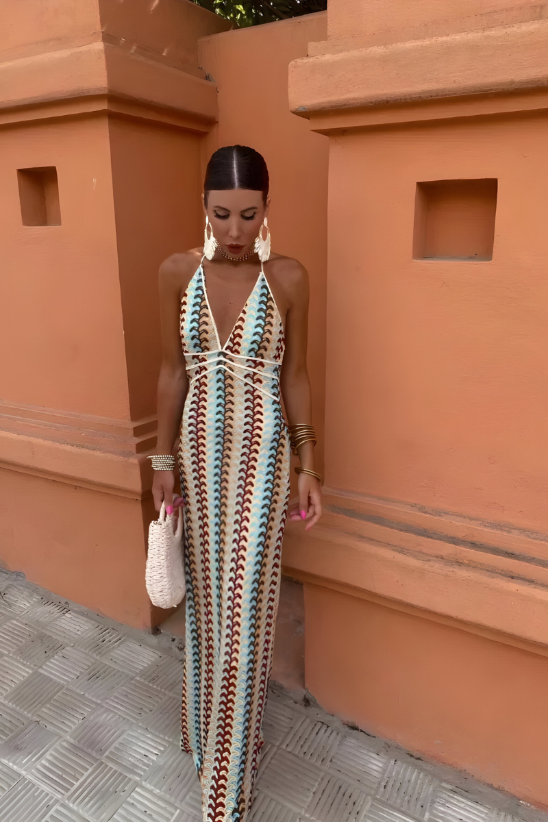 Malia – Robe Maxi Boho avec Dos Nu