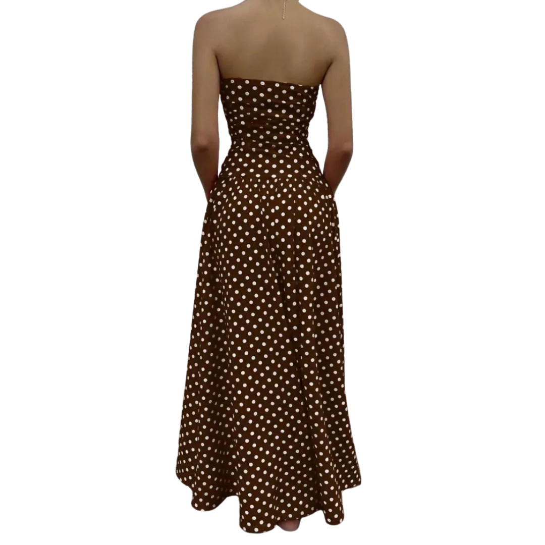 Charlote - Robe Maxi Sans Manches à Pois