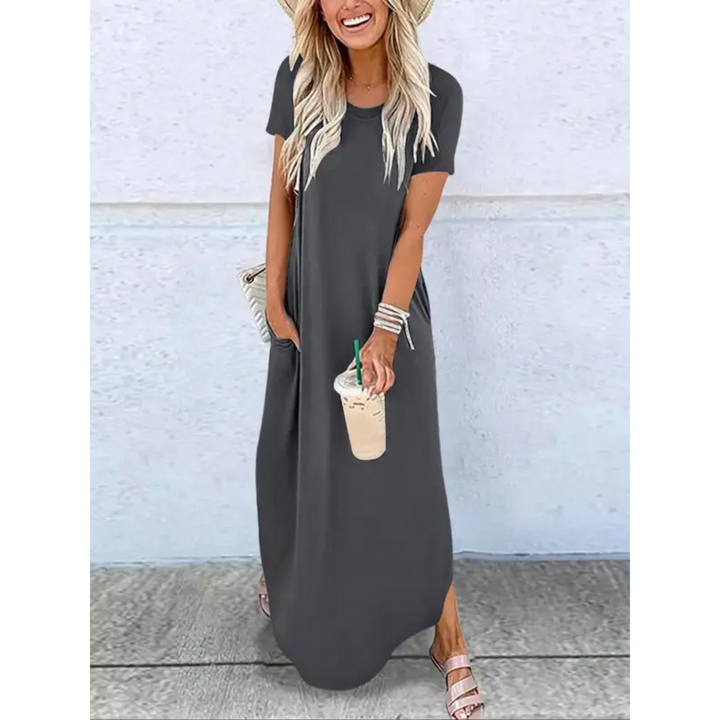 Caylee - Robe Maxi Décontractée d'Été à Col Rond