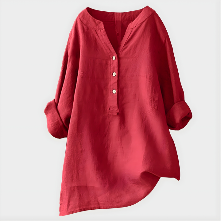 Nikki - Blouse en Coton-Lin Élégante à Col V