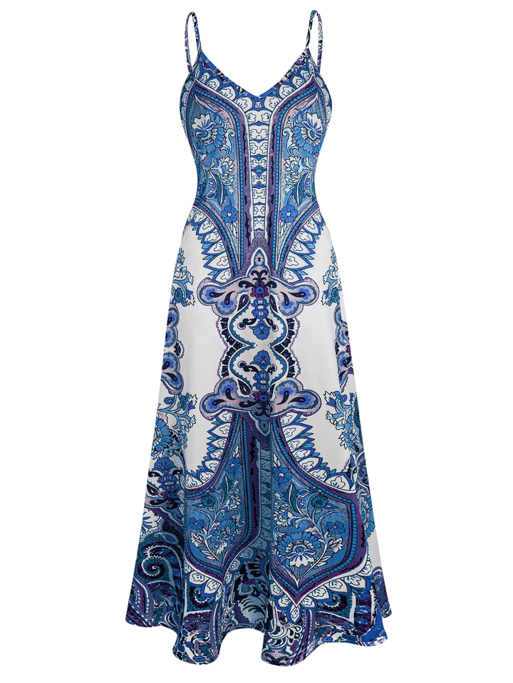 Caitlie - Robe sans manches à imprimé floral bohème