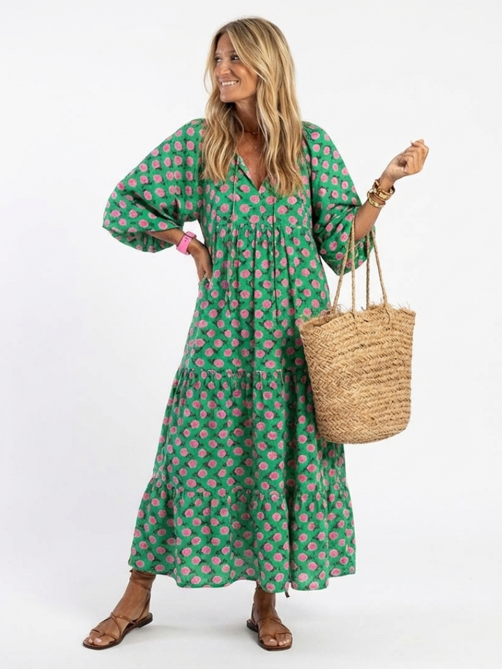 Francine - Robe Midi Évasée à Imprimé Floral