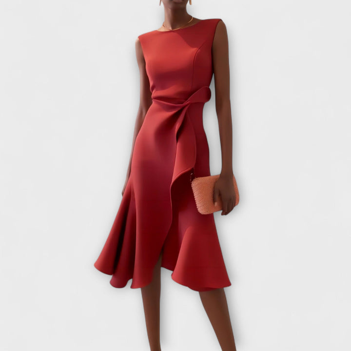 Maris – Robe Midi Asymétrique Drapée