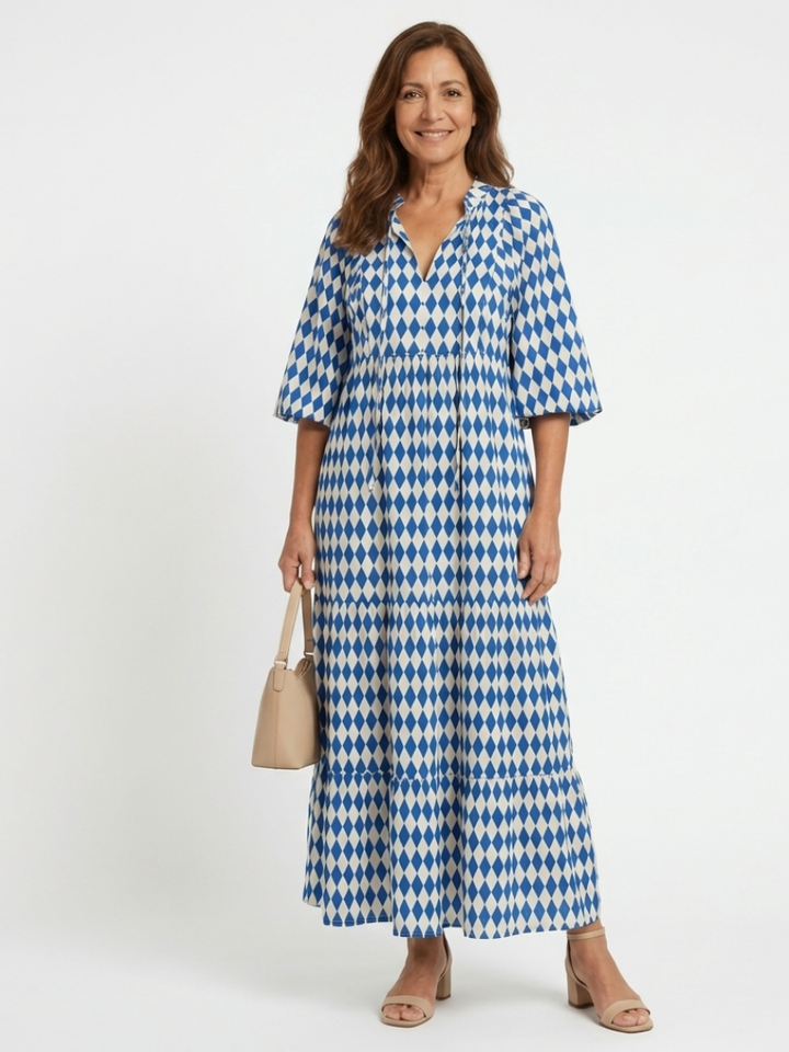 Alodia - Robe Midi Imprimé Diamant