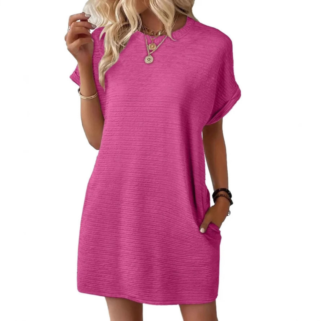 EVASHA – Robe d'été décontractée minimaliste à col rond