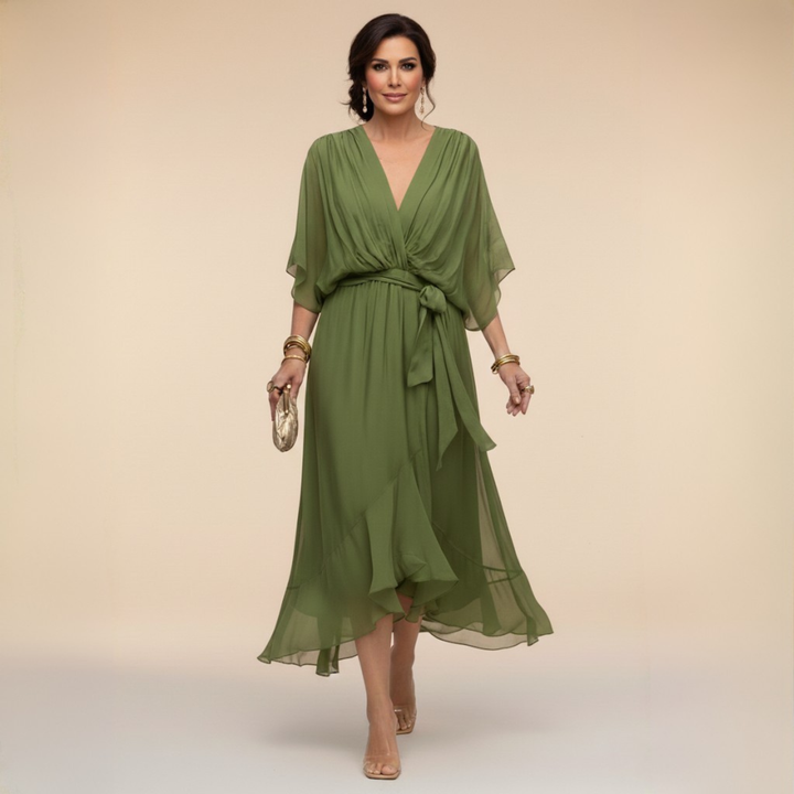 Nica - Robe en Chiffon Élegante à Col V