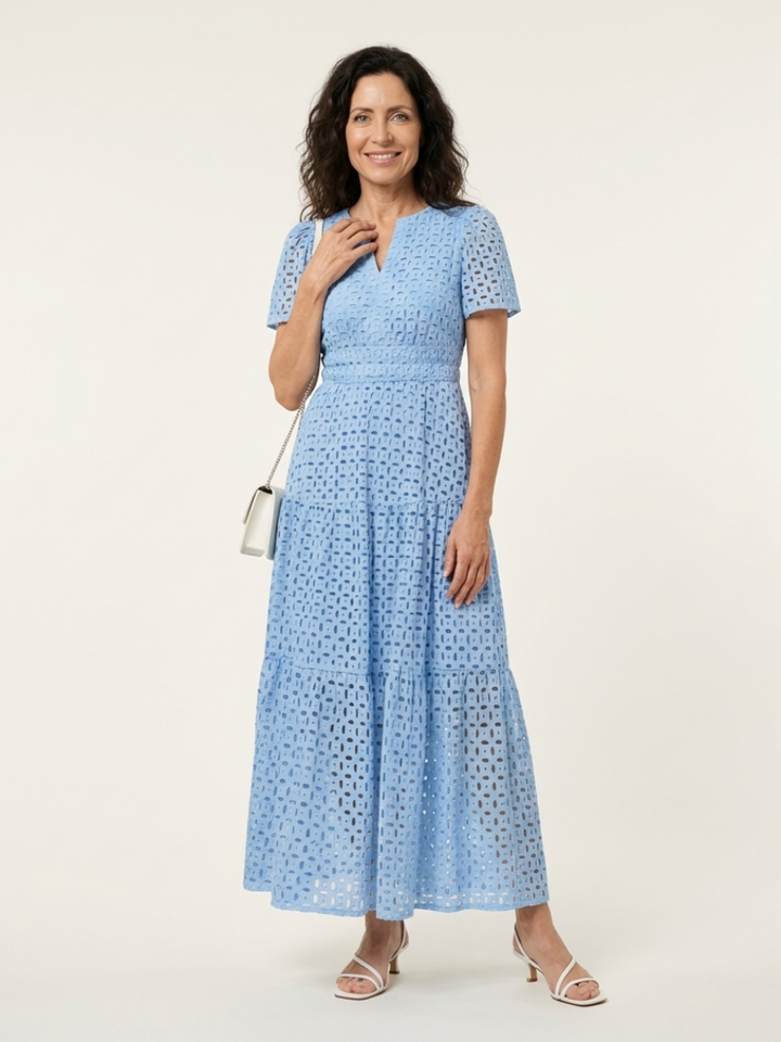 Belle - Robe Midi à Manches Courtes et Col V