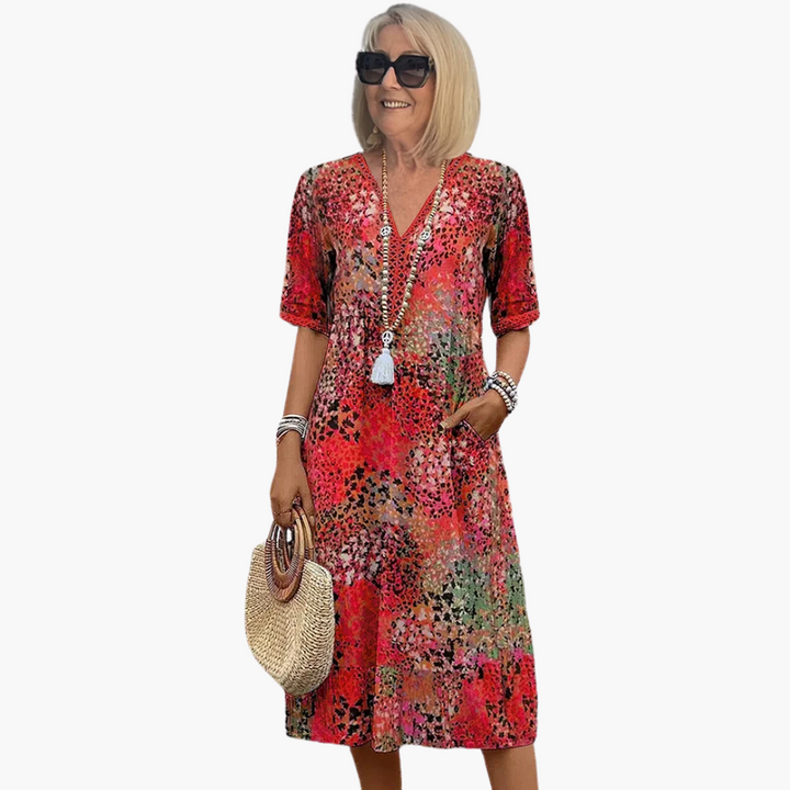Lily | Robe Midi Vibrante avec Poches