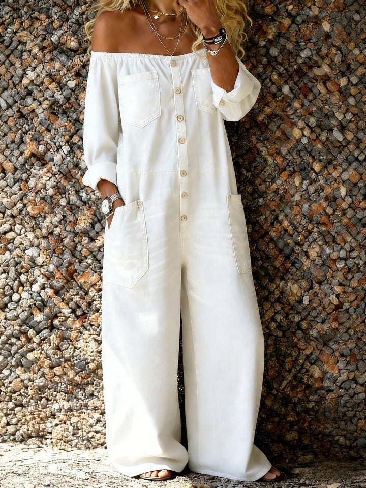 Lena – Combinaison en Jean Off-Shoulder