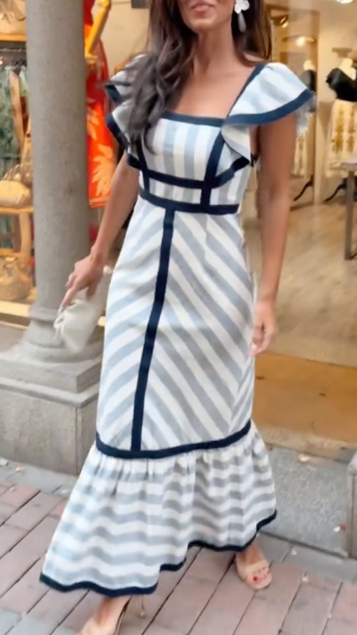 Flora - Robe Maxi Rayée Rétro Fluide