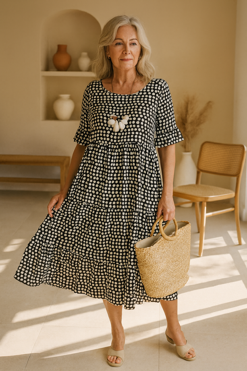 Serry – Robe midi à manches courtes