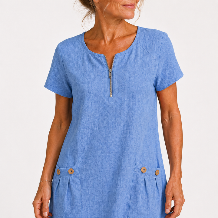 Elise - Robe décontractée en coton et lin