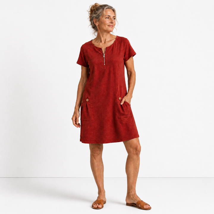 Elise - Robe décontractée en coton et lin