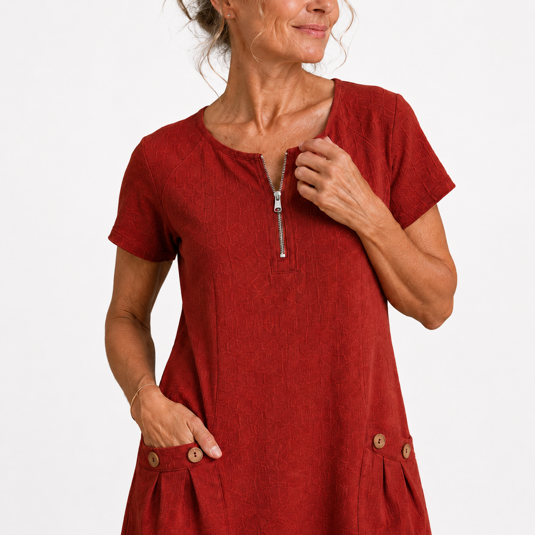 Elise - Robe décontractée en coton et lin