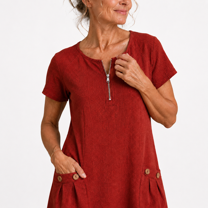 Elise - Robe décontractée en coton et lin