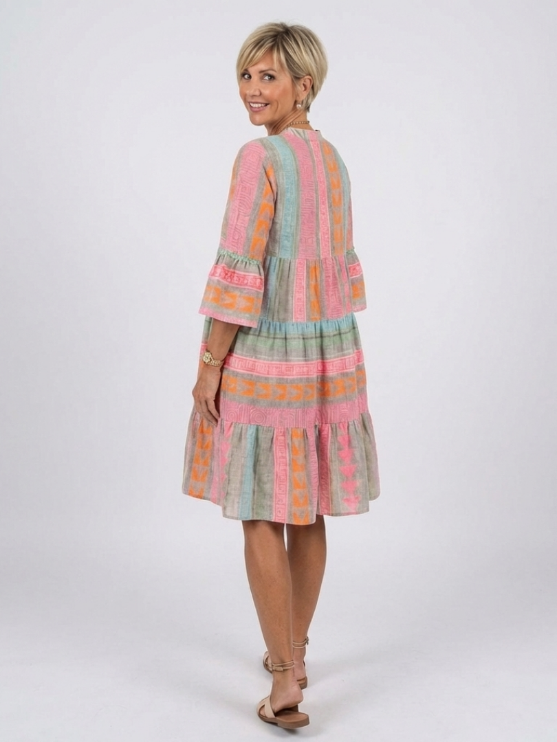 Maricel - Robe à Imprimé Géométrique avec Décolleté en V