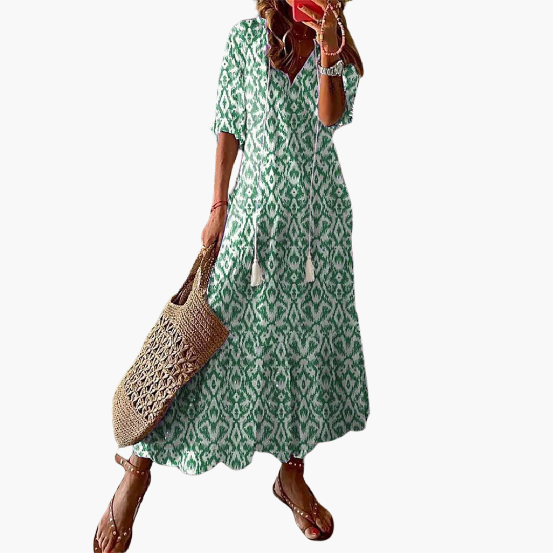 Mia | Robe d'été vintage boho à col en V
