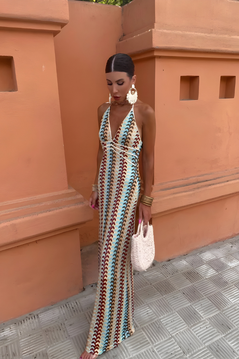 Malia – Robe Maxi Boho avec Dos Nu
