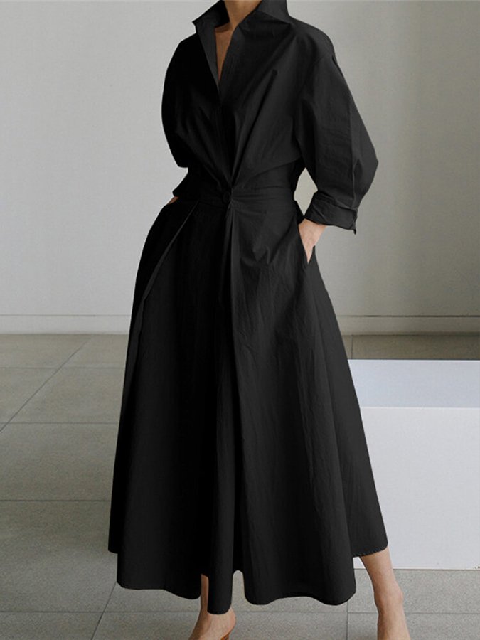 Brynn | Robe Maxi A-Line à Col Polo Élégant