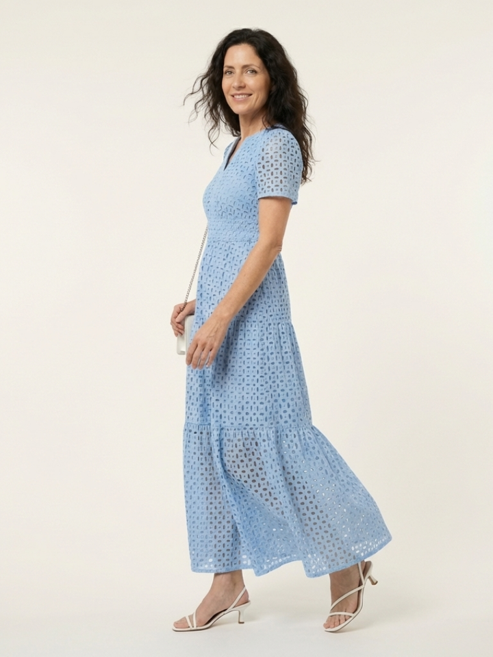 Belle - Robe Midi à Manches Courtes et Col V
