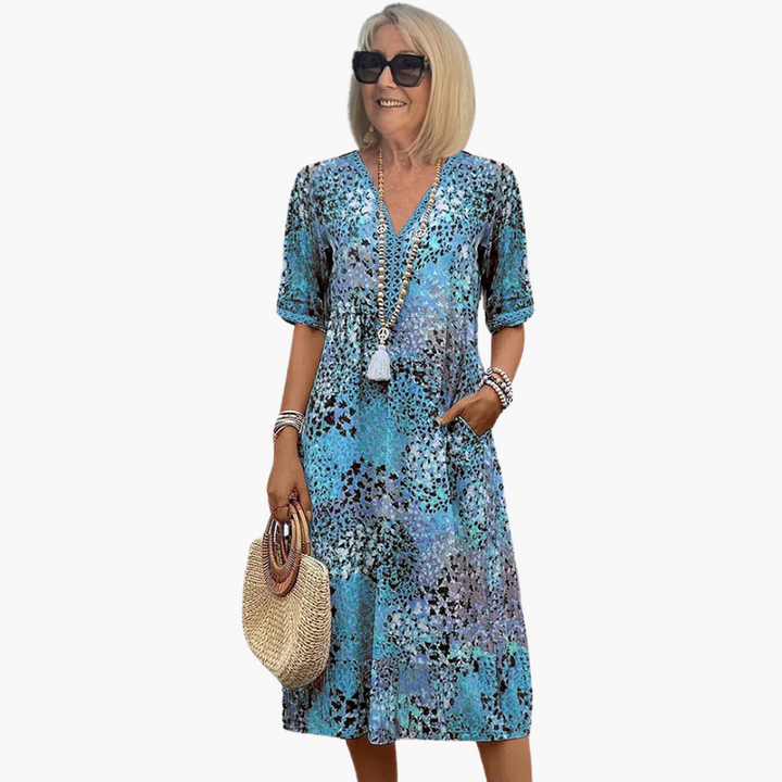 Lily | Robe Midi Vibrante avec Poches