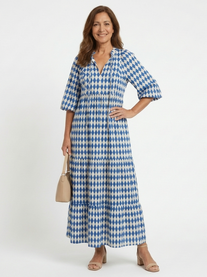 Alodia - Robe Midi Imprimé Diamant