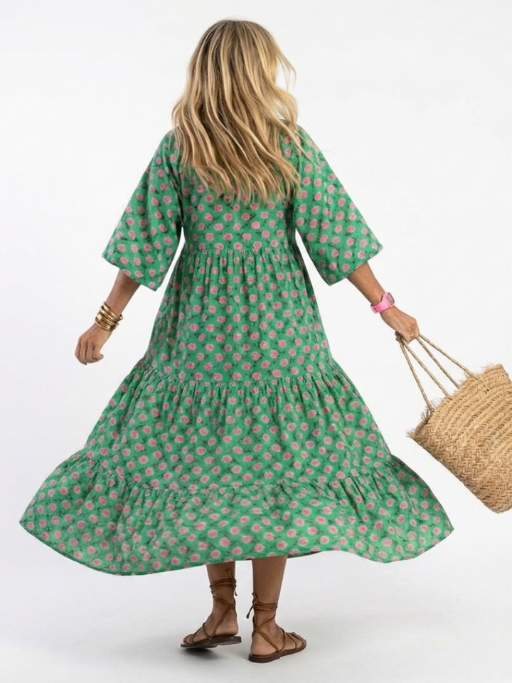 Francine - Robe Midi Évasée à Imprimé Floral