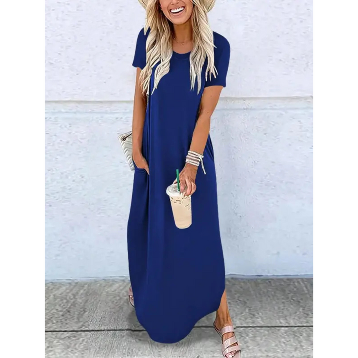 Caylee - Robe Maxi Décontractée d'Été à Col Rond