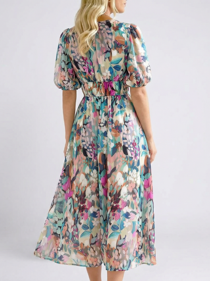 Lousey - Robe Midi à Manches Courtes et Col V