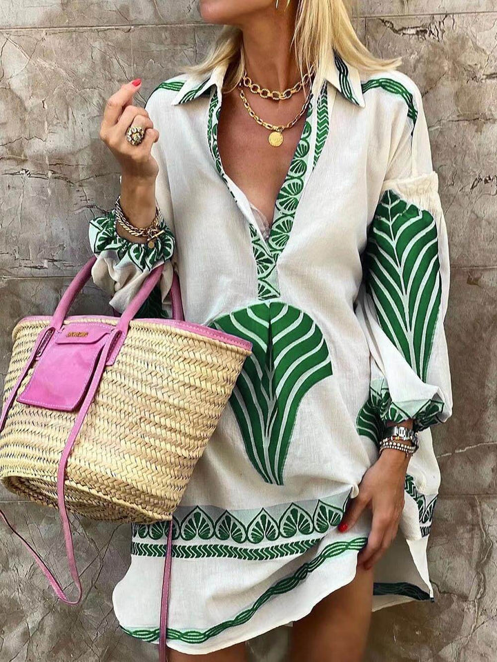 Kristine - Robe Mini de Vacances à Imprimé Unique et Simple