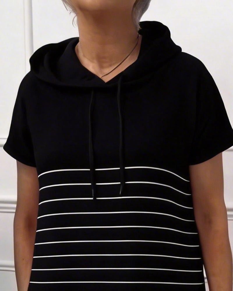 Pola - Robe quotidienne à capuche rayée