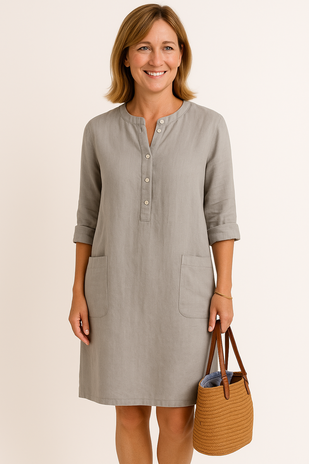 Lena - Robe en lin à manches longues