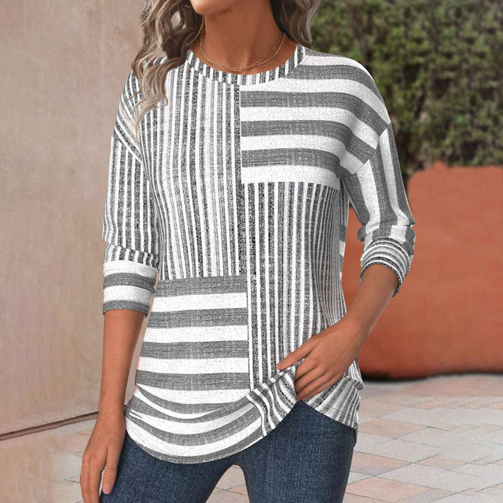 Jennie – Blouse Rayée en Tissu Respirant