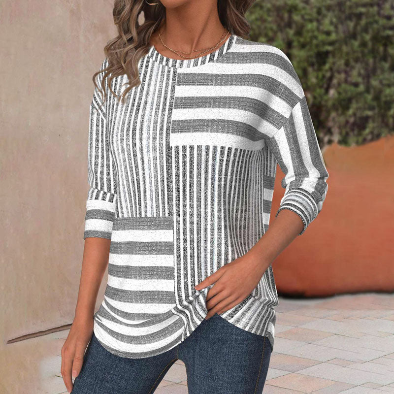 Jennie – Blouse Rayée en Tissu Respirant