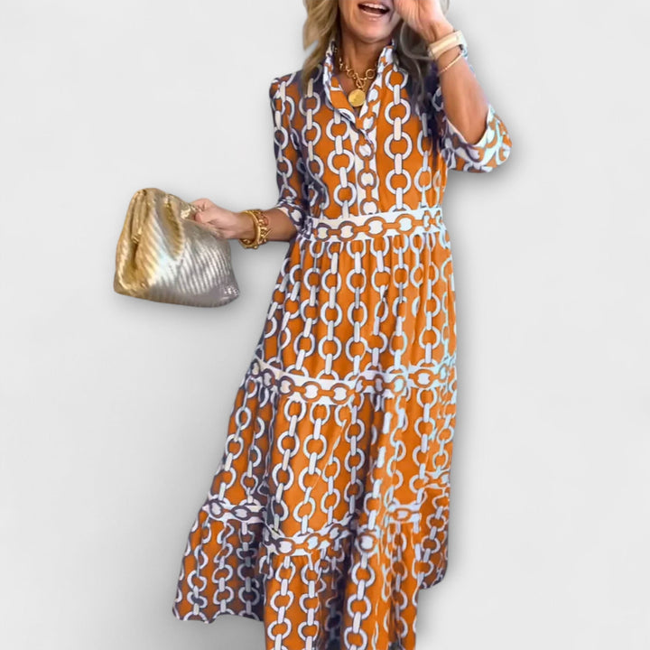 Elvira – Robe Midi avec Motif Chaîne