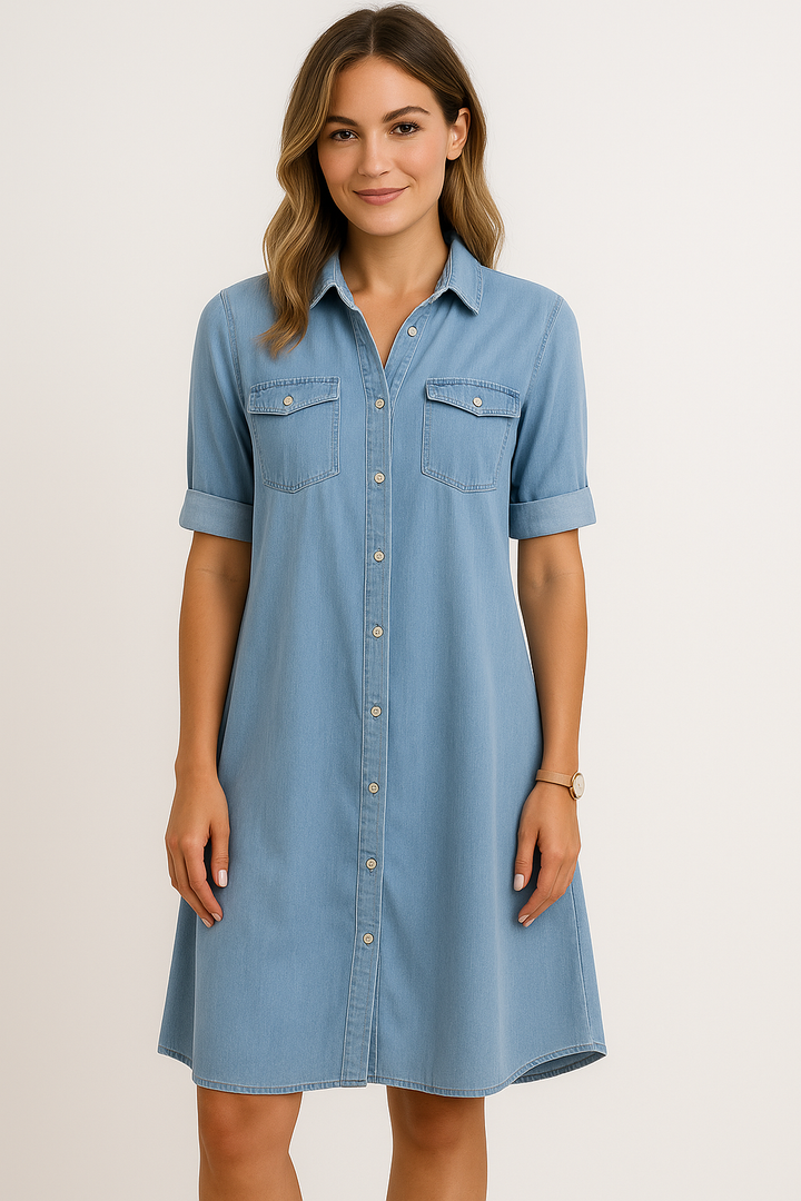 Lena - Robe Chemise en Jean Décontractée