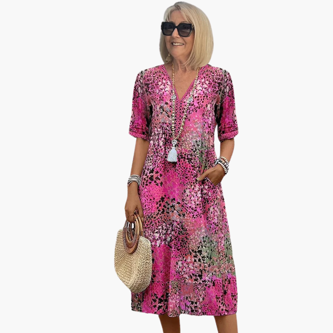 Lily | Robe Midi Vibrante avec Poches