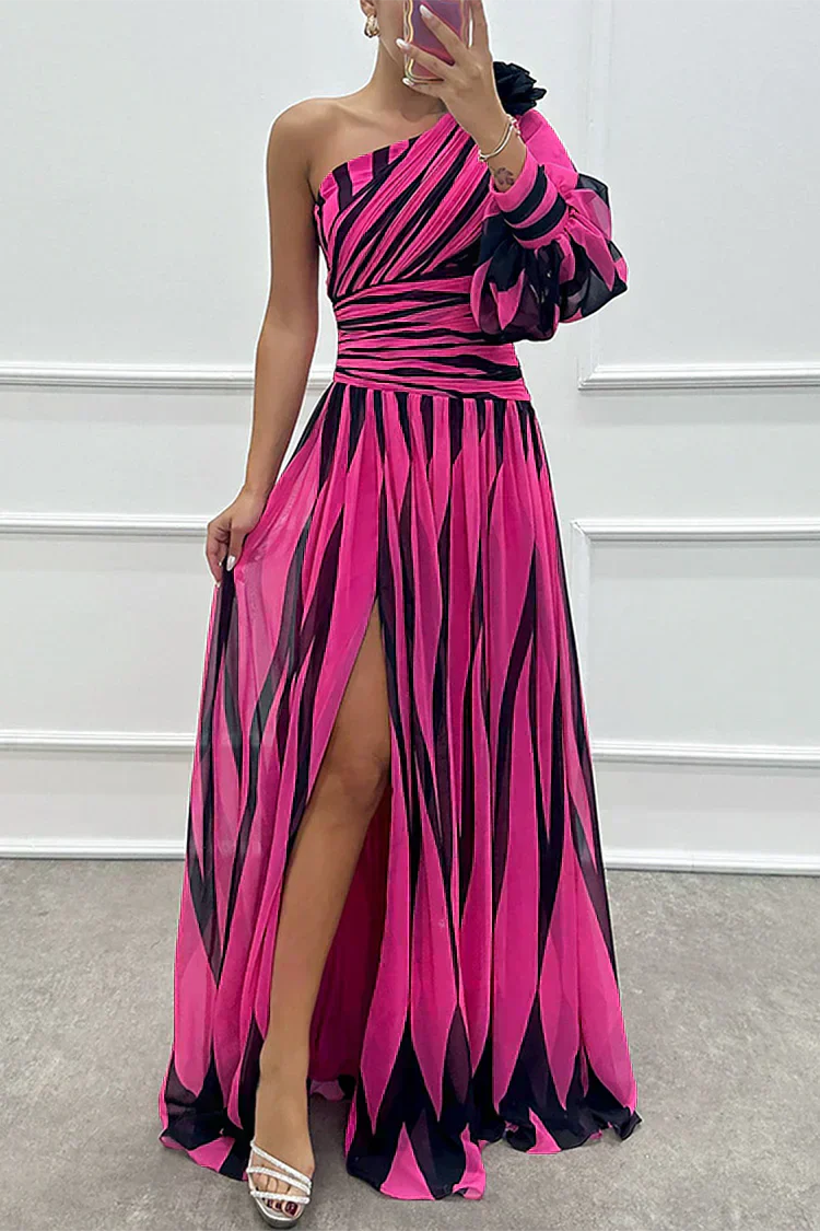 Yona - Robe Maxi Rayée Élégante à Une Épaule