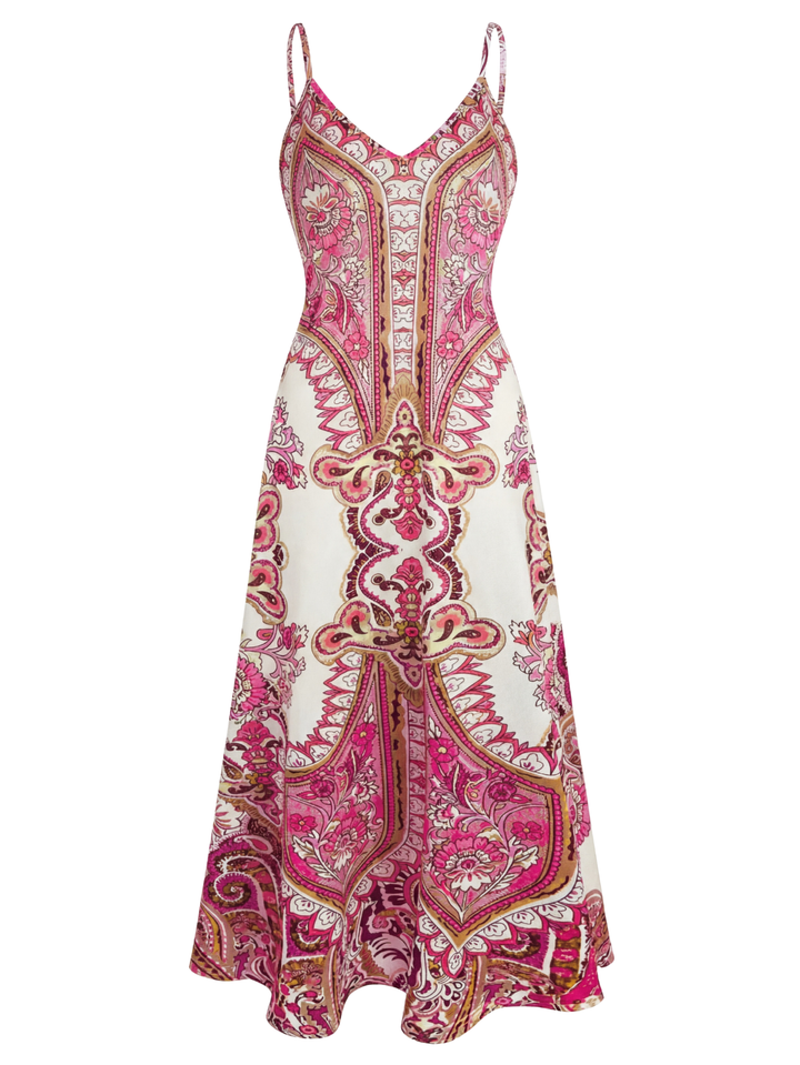 Caitlie - Robe sans manches à imprimé floral bohème